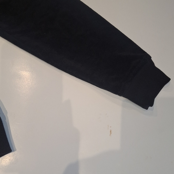 BCBG Women's Black Velour Sparkly Full Zip Track Jacket with Kangaroo Pocket XL - Picture 8 of 11